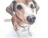 CUSTOM PET PORTRAIT -----Beagle Dog--Tiara--Original watercolor painting 10x8 inch
