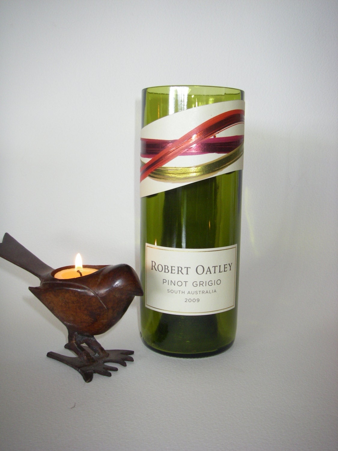 Wine Bottle Candle  Robert Oakley  Choose your own Scent Swirl Twist Candle Reusable Recycled Natural