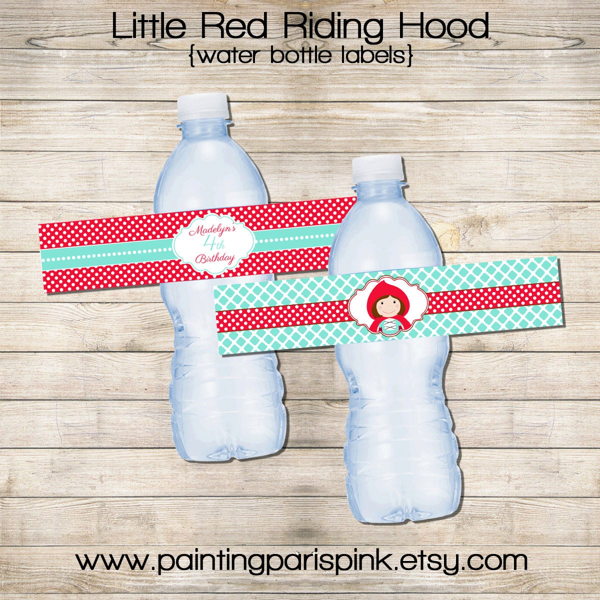 Printable Water Bottle Labels - Little Red Riding Hood Party Collection