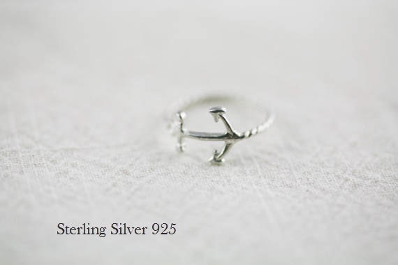 anchor ring in sterling silver size 5 - 8
