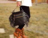 Fringe Leather Purse, Brown Cross Body Bag, Leather Shoulder Bag, Leather fringes, Messenger Bag, Studded Bag