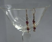 Garnet and Pearl Drop Earrings with Gold Spacers