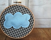 3D Cloud embroidery hoop art 4 inch wall hanging home decor cloud art