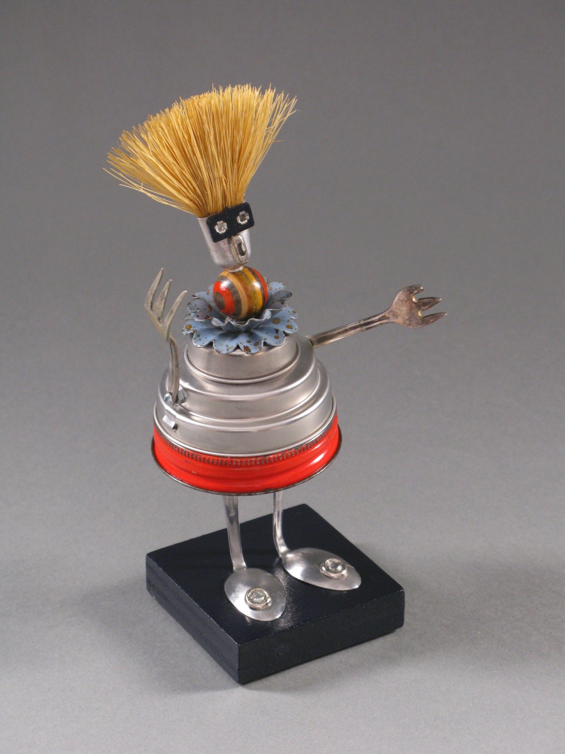 Found Object ROBOT SCULPTURE - Masquerade Mavis