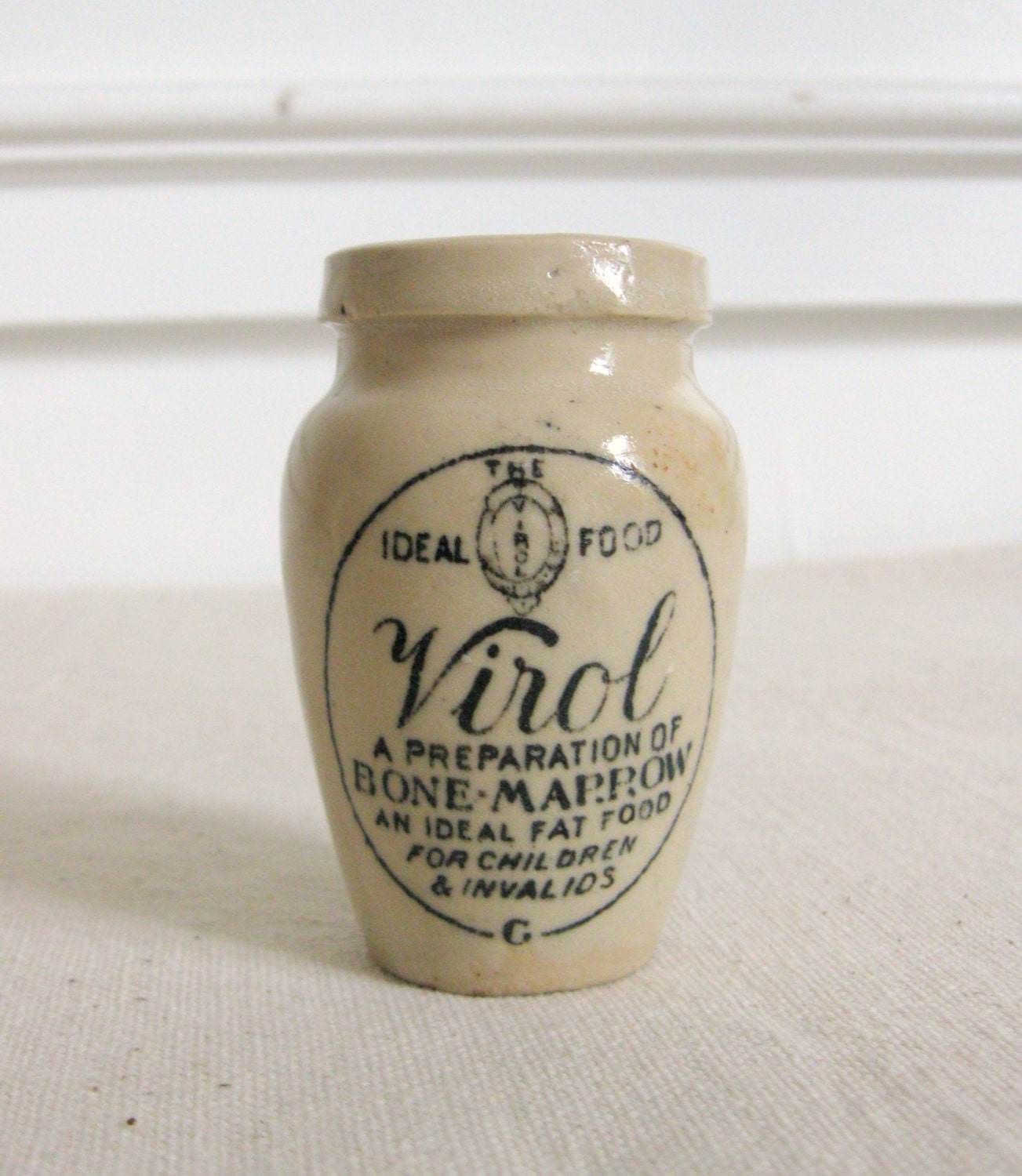 Antique Virol Pot, English Stoneware Bone Marrow Pot, Medicinal, Victorian, English Crock