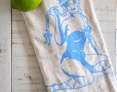 Tea Towel--Sexy Viking Vixen Screen Printed Natural Cotton -- Soft, Lint Free, Awesome.