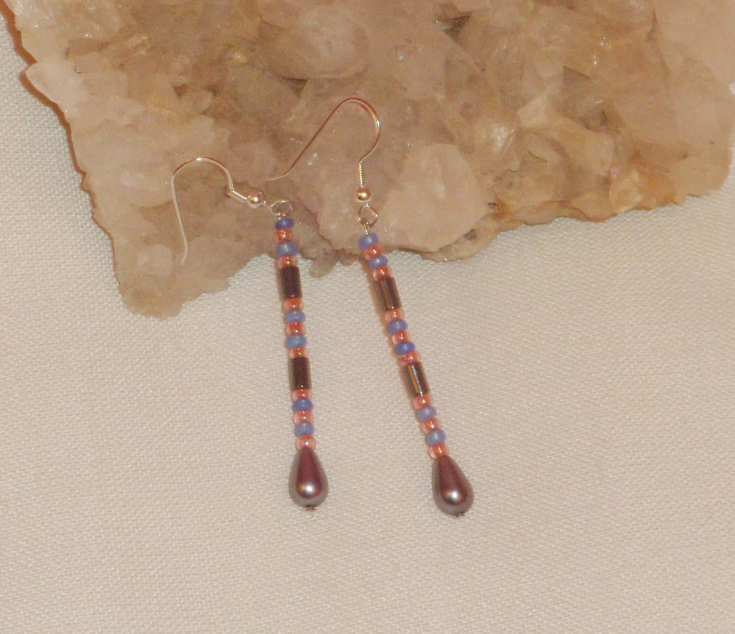 Dangling hematite & Czech beaded earrings