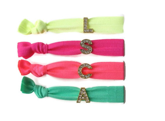 Neon Monogram Initial Hair Tie