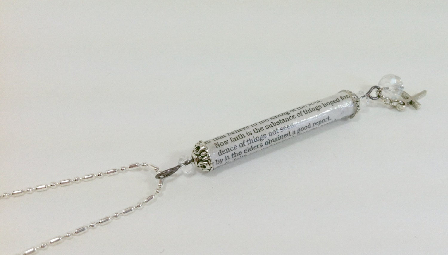 Hebrews 11 1 Scripture Necklace - Now Faith Is - Cross Charm