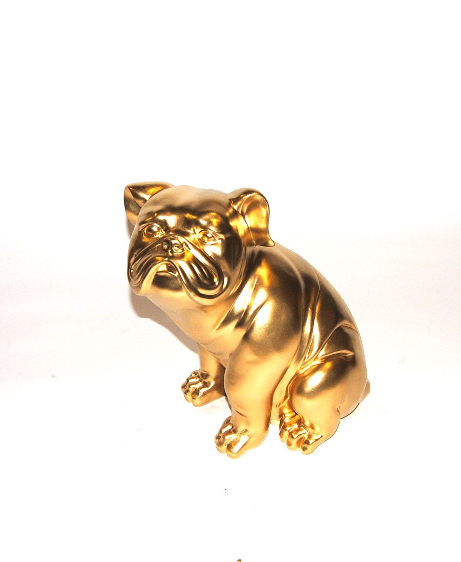 The Gold Bulldog - English Bulldog Statue - Animal Statue - Bulldog Mascot - Faux Taxidermy
