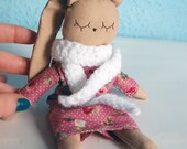 Cute Bunny in Pink soft stuffed handmade Doll Animal Rabbit Decoration Easter Present