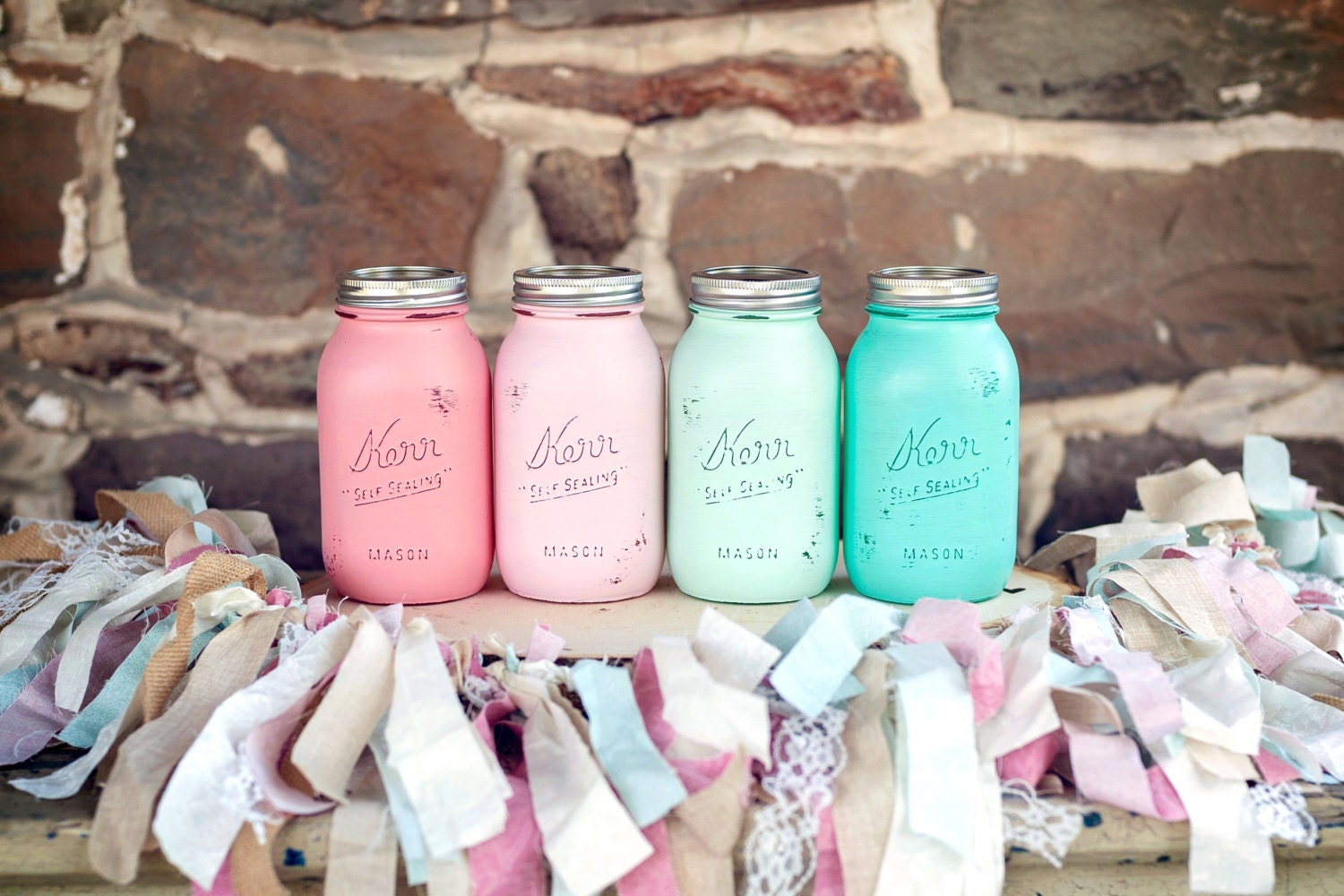 Bahamas - Summer, Beach Wedding and Home Decor - Painted Mason Jar - Vase