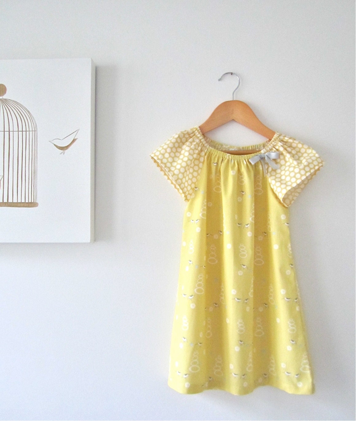Toddler Girls Organic Dress-butter yellow cotton beach peasant summer spring grey ribbon baby sundress- Children Clothing by Chasing Mini