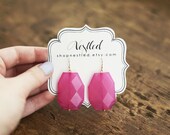 Fuchsia Hot Pink Statement Drop Earrings