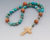 Anglican Prayer Beads, Turquoise Blue Gemstone, Christian Rosary
