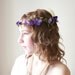 Purple Floral Crown, purple hydrangea crown, natural vine and paper leaf wedding crown, wedding hair accessory