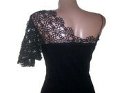 Black Cocktail Dress, Crochet Lace Dress, Little Black Dress, Romantic Formal Dress, Black Lace Dress, Gift for Her, OOAK
