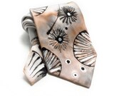 Men NeckTie. Hand Painted Silk Tie. Champagne Tie. Gift for Him. Handmade Silk Tie. Peach Orange, Apricot Tie. OOAK Silk Tie. Ready to Ship.