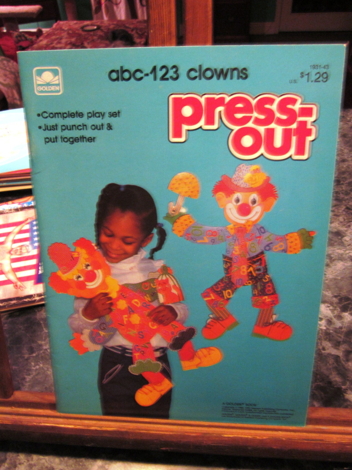 1984 UNCUT Golden Book ABC-123 CLOWNS