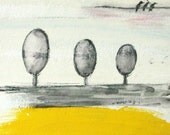Modern Abstract Grey Yellow Tree Painting. Art for Home Decor. Unique  and Exclusive Gift. OOAK Tree Painting 108