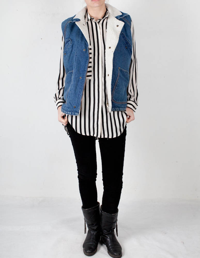 Vintage denim warm vest size small / medium