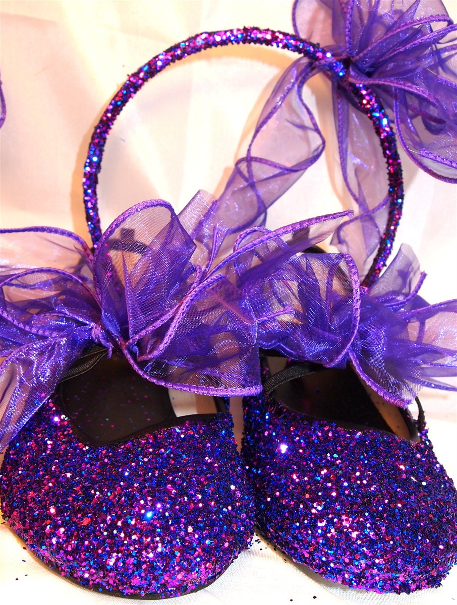Purple Glitter Shoes for Girls and Weddings
