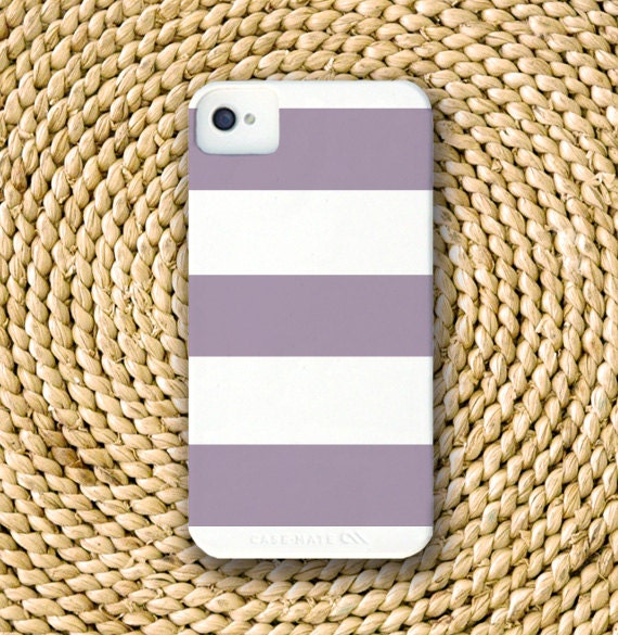 Wide Stripe Barely-There Snap-On Hard Plastic iPhone 4 Case in Violet Purple (In Stock & Ready to Ship)