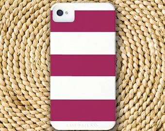 Wide Stripe Barely-There Snap-On Hard Plastic iPhone 4 Case in Raspberry (In Stock & Ready to Ship)