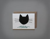 modern kitty notecard . meow . modern stationery . cat card . cat stationery . blank notecard . cat lover . geometric .