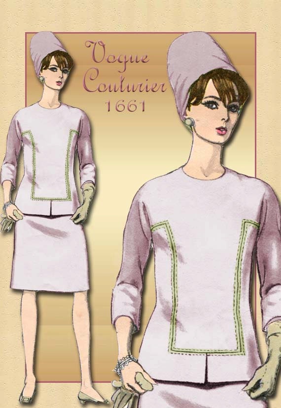 1960s Dress Pattern Vogue 1661 Couturier Designer Two Piece Dress by Jo Matli Unused Pattern