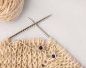 Silver Feather Knitting Tool Set With Amethyst Stones - Handmade in Sterling Silver