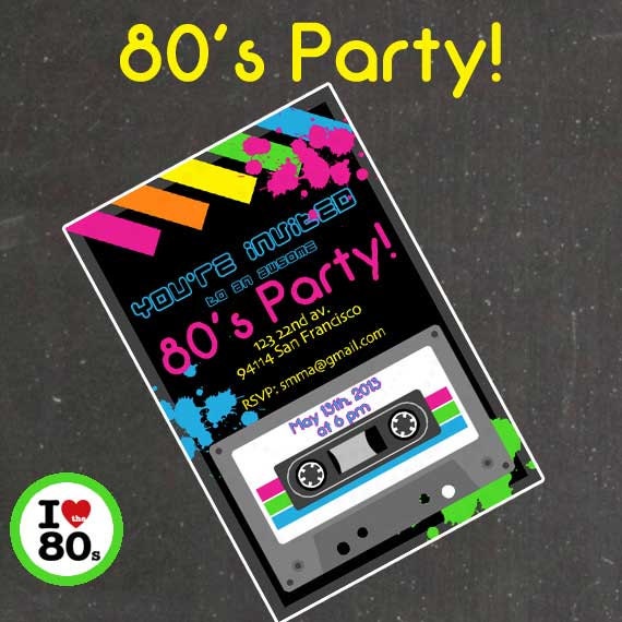 80's - Eighties Party Invitation  - Printable File - PDF - Printable Party
