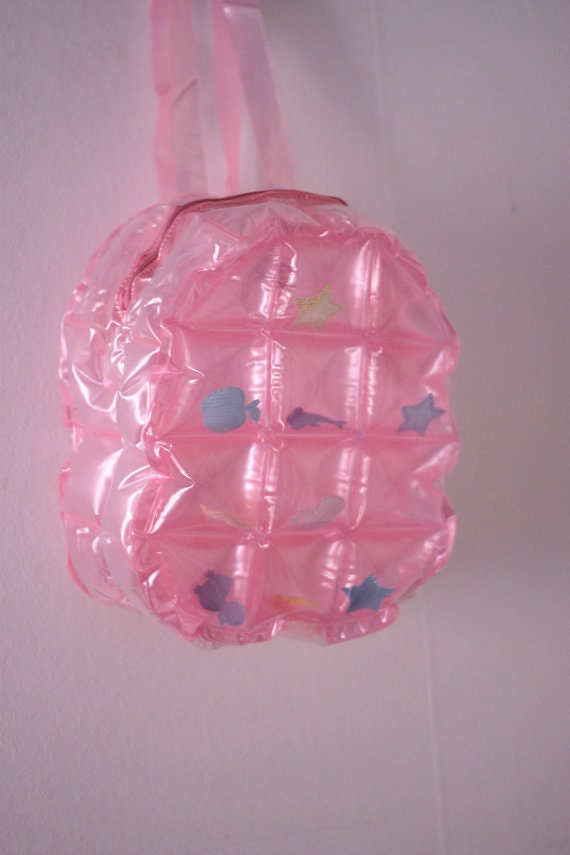 Vintage but Brand New 90s PINK Clear Inflatable Bubble Backpack Adjustable Rare & Hard to Find LAST ONE
