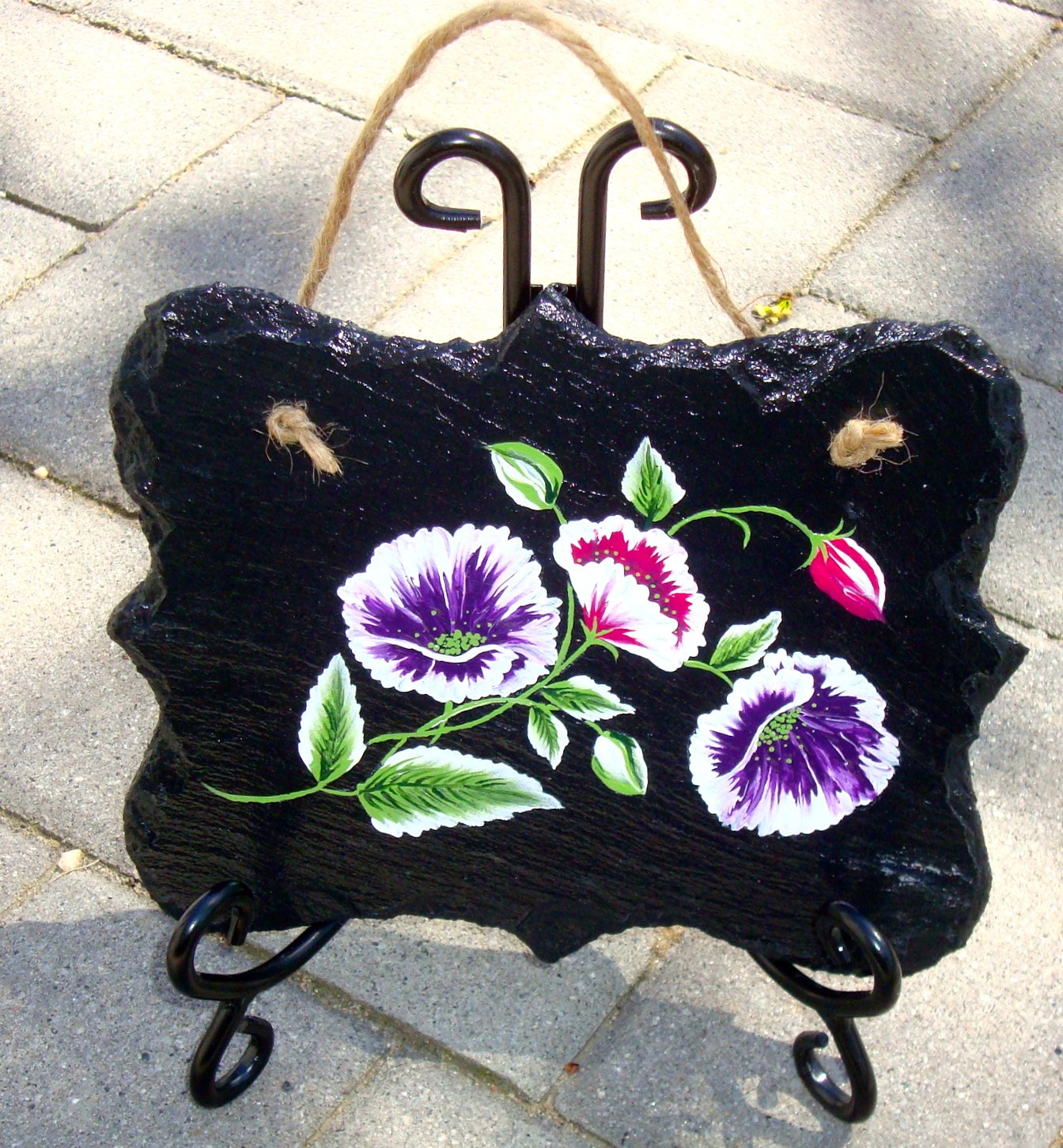 Purple and Red Flowered Wall Art Plaque