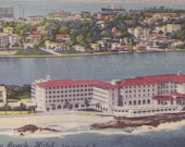 PUERTO RICO - San Juan, Condado BEACH Hotel, Vintage Linen Postcard, Unused, 1940s, Matias Photo Shop