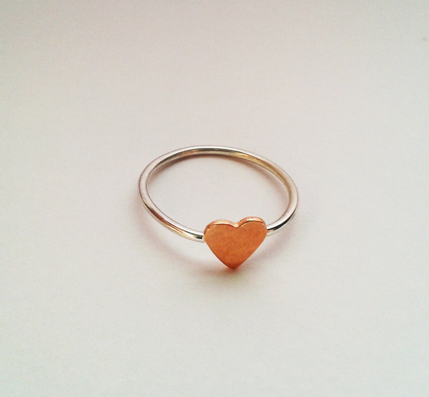 Knuckle Ring - Stacking Ring - Copper Heart Ring