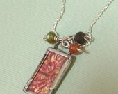 Soldered Charm Necklace Gemstone Beads And Silver Plate Ball And Tube Chain