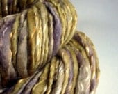 RESERVED LISTING - Handspun yarn uk knitting supplies merino and silk chunky  - 109 yards gold