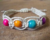Multi-Colored Beaded Hemp Bracelet