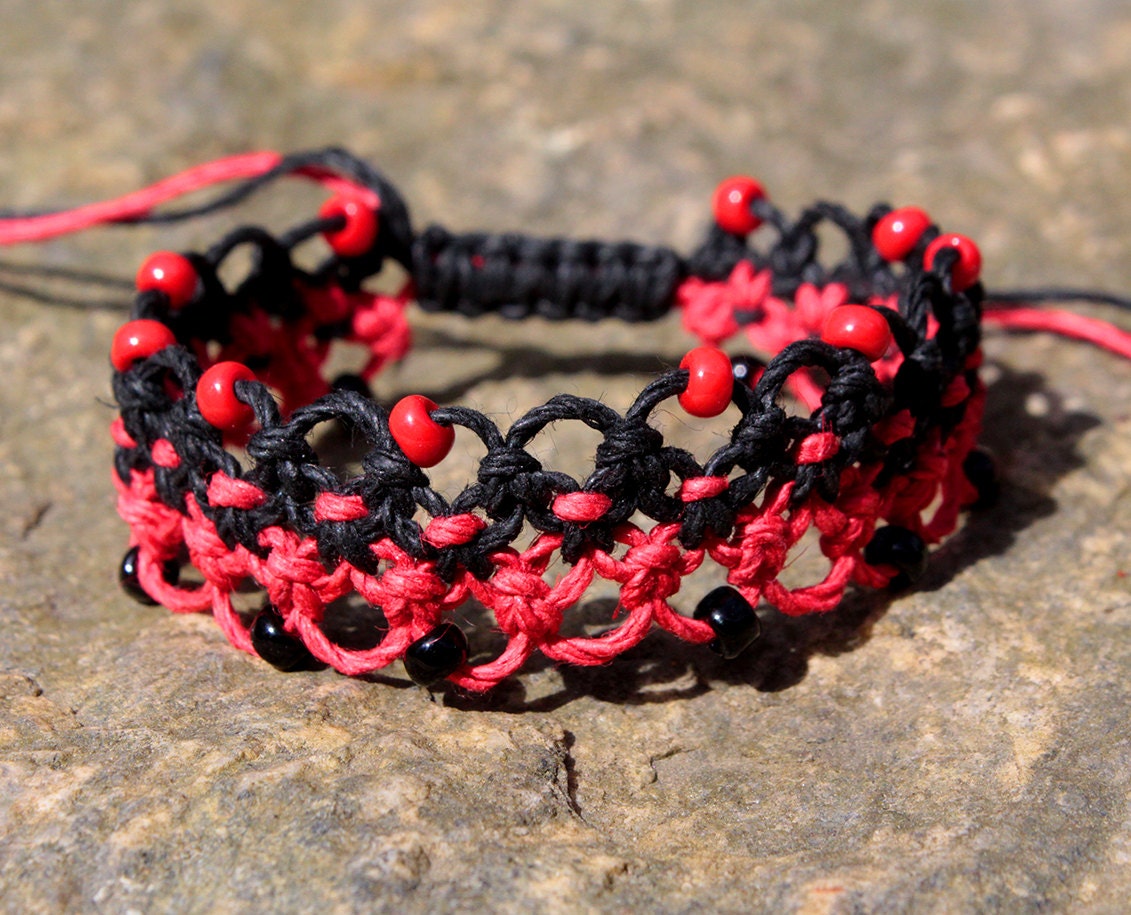 Red and Black Horde Hemp Bracelet