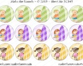 Summer Kids with Surfboards - 1 inch Circle Bottle Cap Image - 4x6 and 8.5x11 Digital Collage Sheet (No. BC349) - Instant  Download