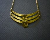 Hammered Brass Necklace on 14k Gold Chain// Chevron Necklace by Mica - Chelsea