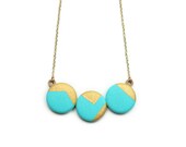 Mint & Metallic Gold Hand Painted Geometric Necklace