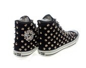 Studded Converse Silver Cone Studs with converse high top Black by CUSTOMDUO on ETSY