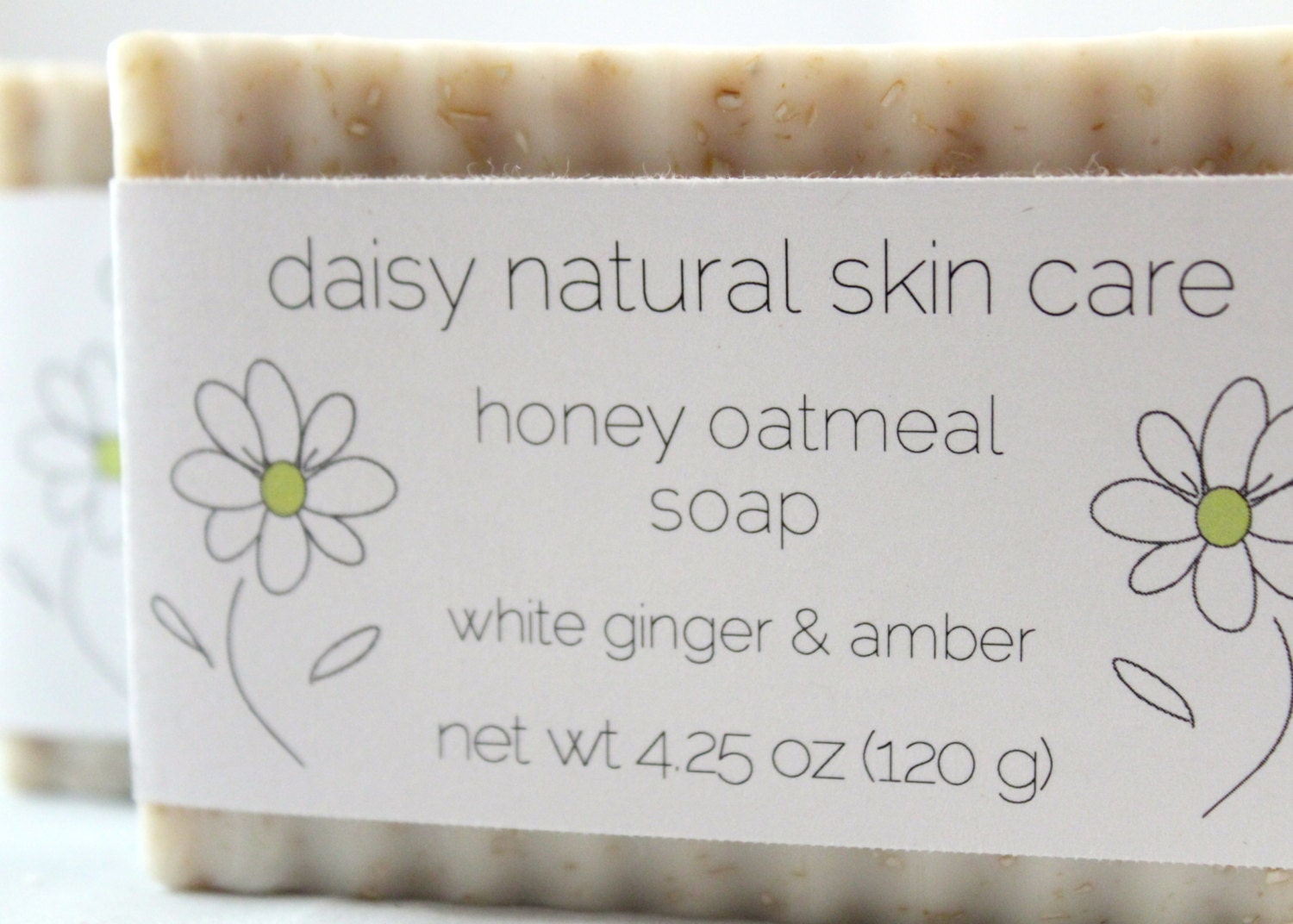 Honey Oatmeal Soap, White Ginger & Amber, One Bar, 4.25 oz. - handmade, natural