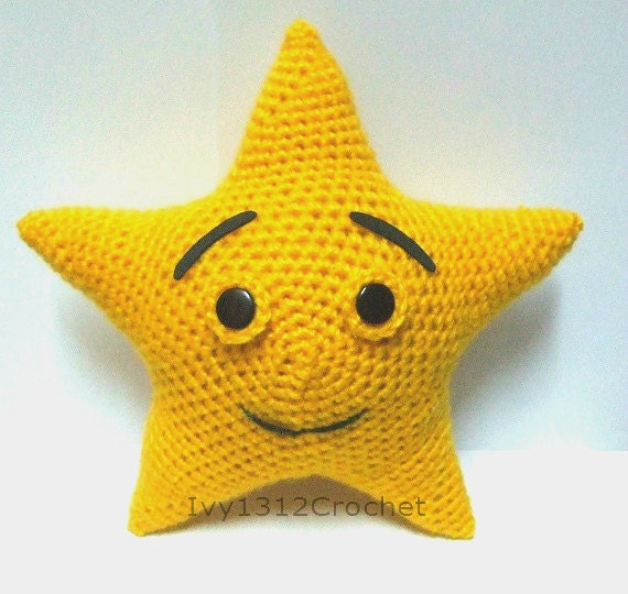 Smiley Star 9" - Finished Handmade Amigurumi crochet toy Baby room decor birthday Baby shower gift