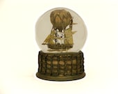 Dances with Clouds - Balloon Airship Snow Globe, handmade, One of a Kind Waterglobe