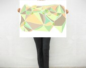 Extra large print  - Mosaic collection - Geometric print  - Pastel Salmon - Abstract art print - 30"x40" - villavera