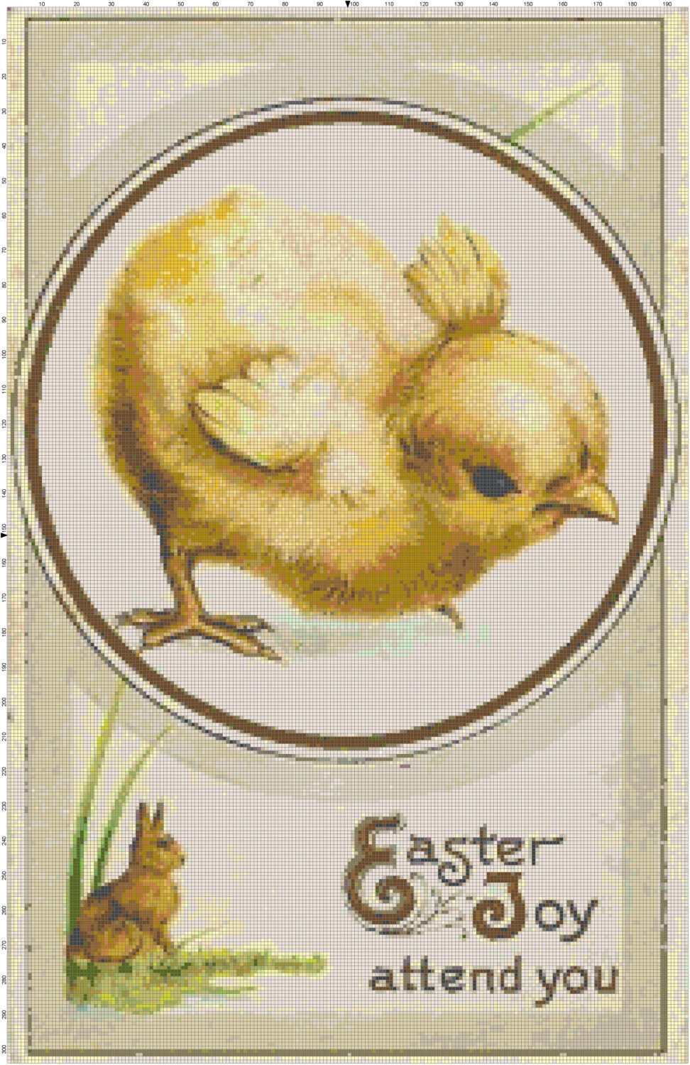 Vintage Easter Joy Attend You Handmade Cross-Stitch Pattern