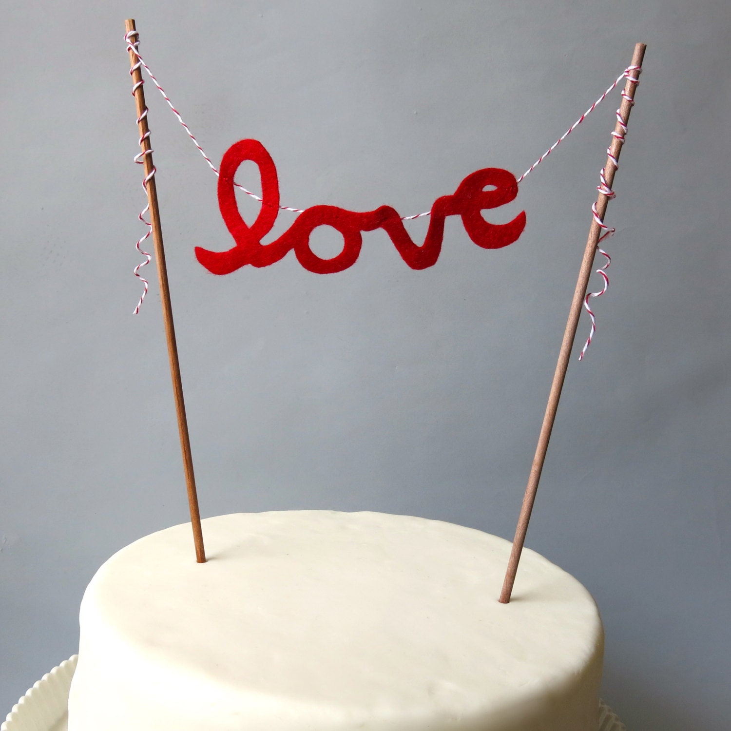 Red Love Banner Cake Topper - Perfect for Romantic, Rustic, Whimsical, Modern Wedding